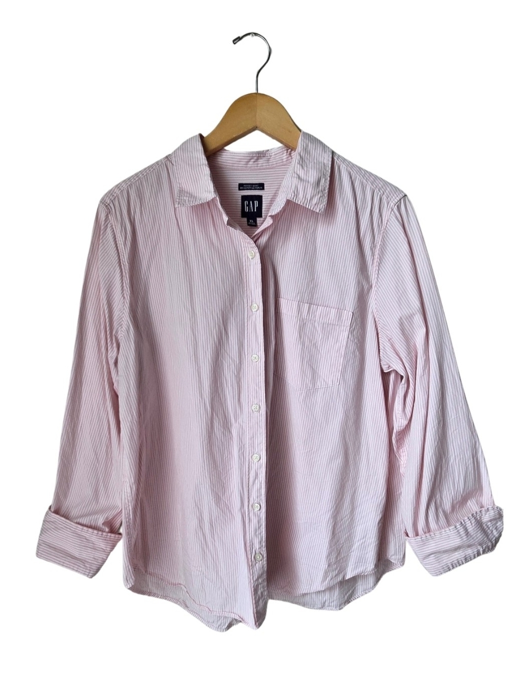 GAP Size XL Pink Striped Button-Down Shirt